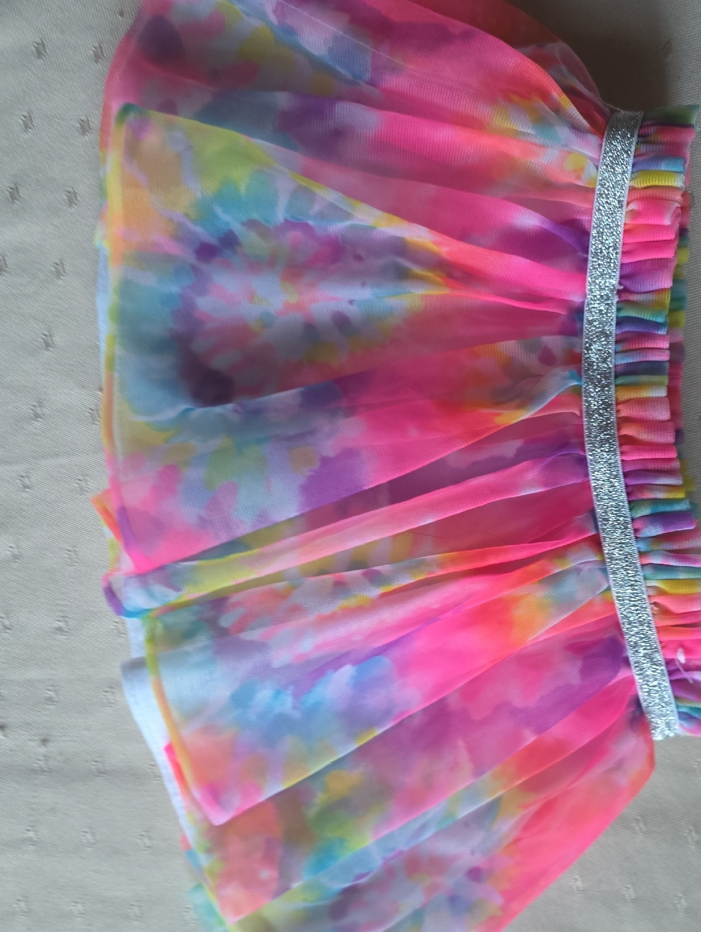 Garanimals Bright Pink Rainbow Tulle Skirt with Silver Elastic Waistband